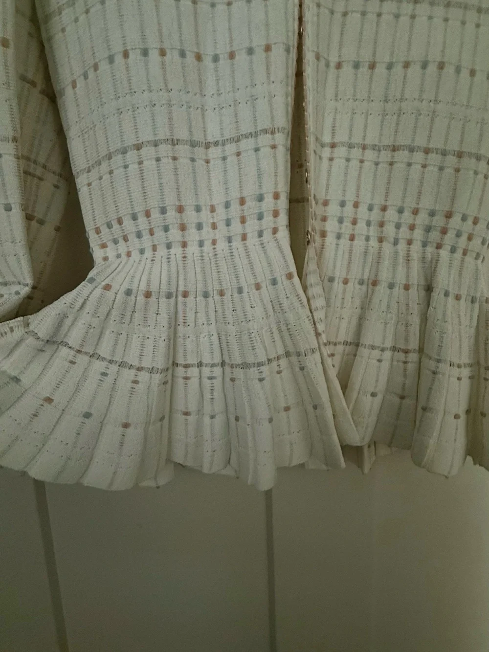 Alexander McQueen Cream Open-Front Tweed Peplum Jacket